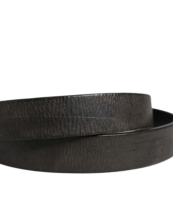 Men Black Classic Leather Metal Buckle Belt