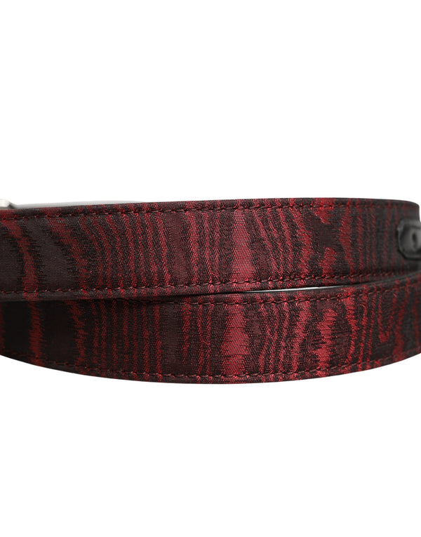 Men Red Jacquard Acetate Metal Buckle Belt