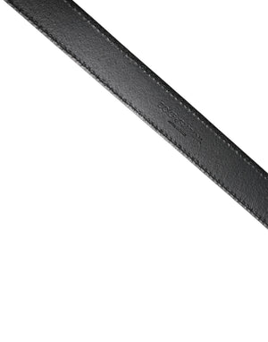 Men Black Classic Leather Square Buckle Belt