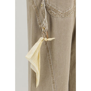Beige Cotton High-Waisted Jean