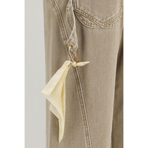 Beige Cotton High-Waisted Jean