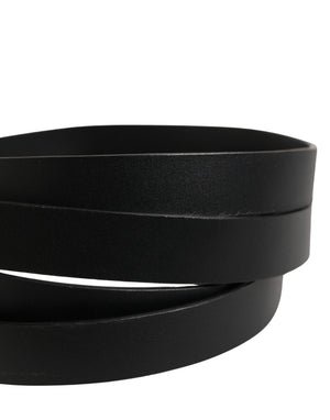 Black Double Strap Leather Silver Buckle Belt