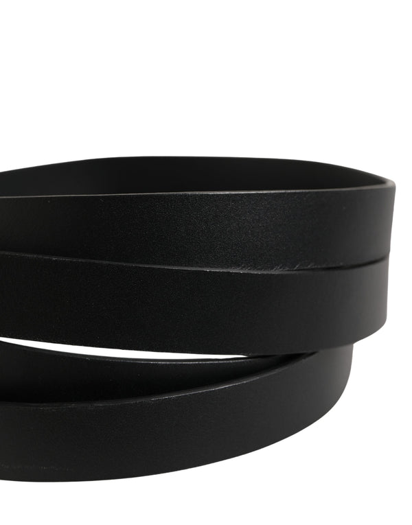 Black Double Strap Leather Silver Buckle Belt
