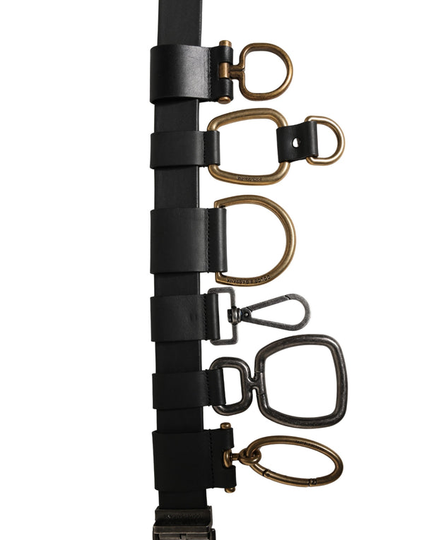 Men Black Classic Leather Metal Buckle Belt