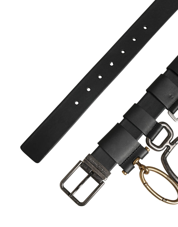 Men Black Classic Leather Metal Buckle Belt