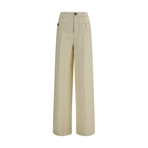 Beige Cotton Casual Pants