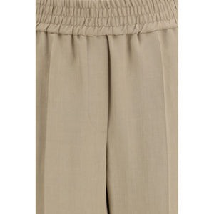 Beige Viscose Casual Pants
