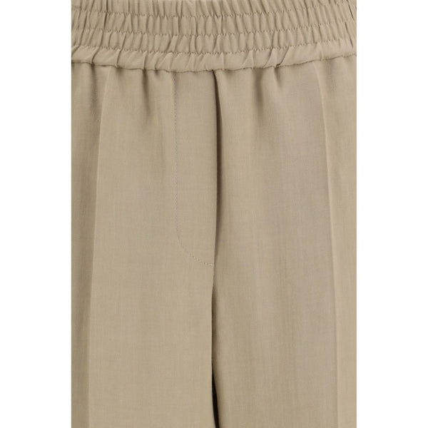 Beige Viscose Casual Pants