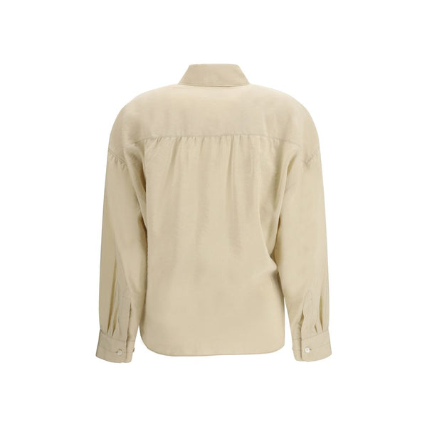 Beige Silk Dress Shirt