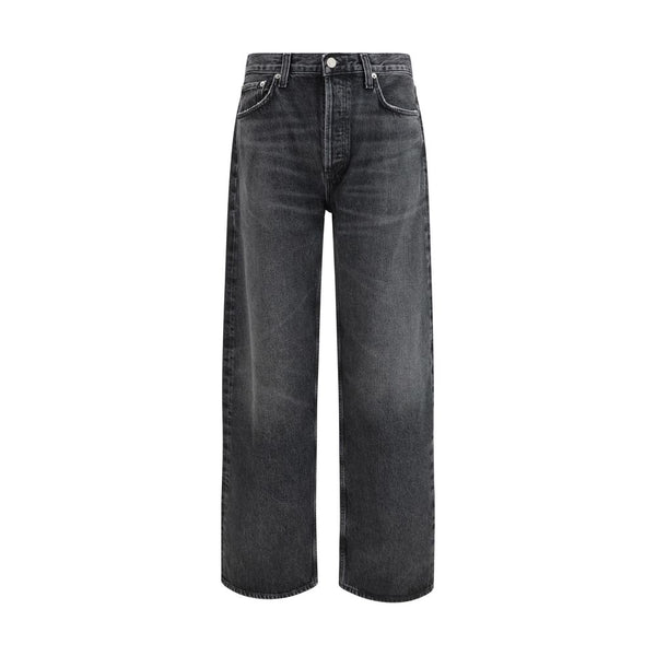 Black Cotton Straight-Leg Jeans