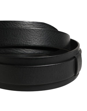 Men Black Classic Leather Metal Buckle Belt