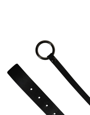 Men Black Calfskin Leather Metal Buckle Belt