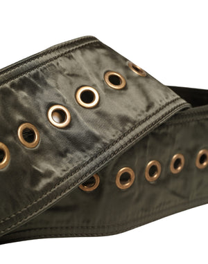 Men Black Wide Leather DG Metal Buckle Belt
