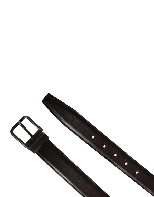 Men Brown Classic Leather Metal Buckle Belt