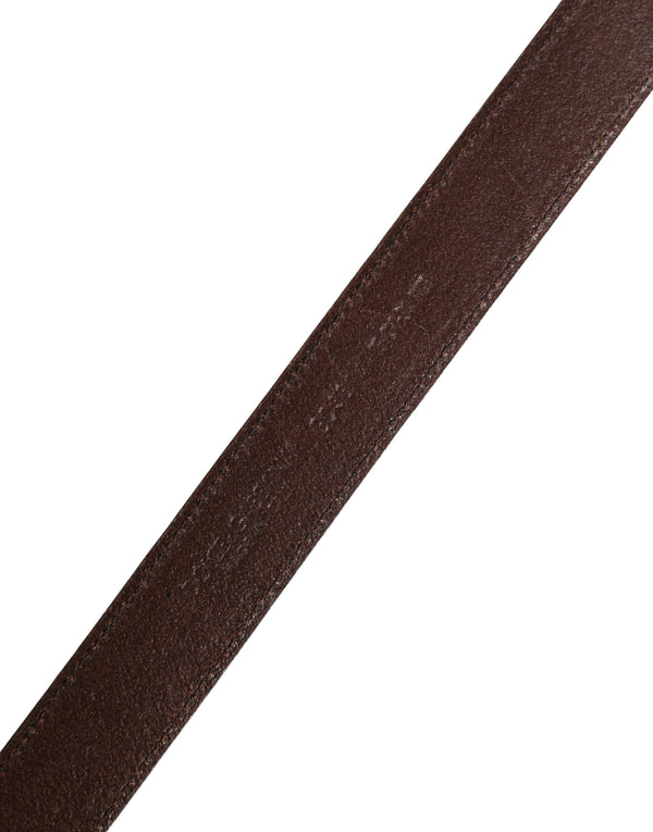 Men Brown Classic Leather Metal Buckle Belt