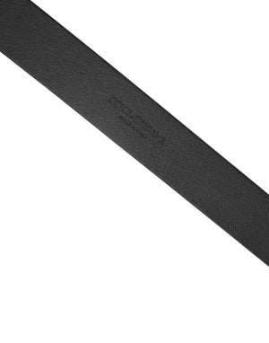 Men Black Calfskin Leather Square Buckle Belt