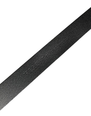 Men Black Classic Leather Logo Buckle Belt