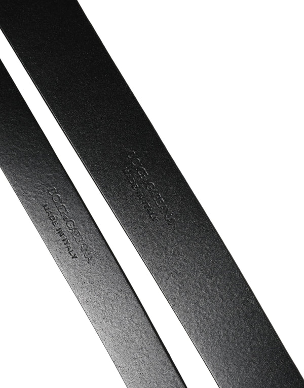 Black Double Strap Leather Silver Buckle Belt