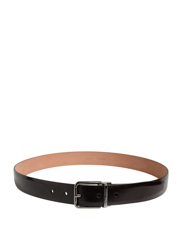 Men Black Calfskin Leather Metal Buckle Belt