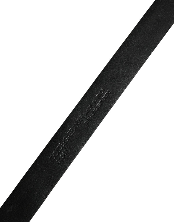Men Black Exotic Leather Metal Buckle Belt