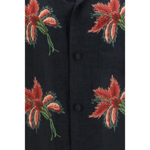 Black Linen Pattern Shirt