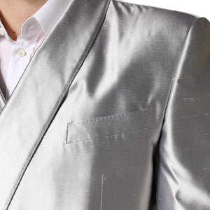 Silver SICILIA Silk Double Breasted Blazer