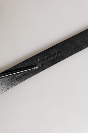 Men Black Exotic Leather Metal Buckle Belt