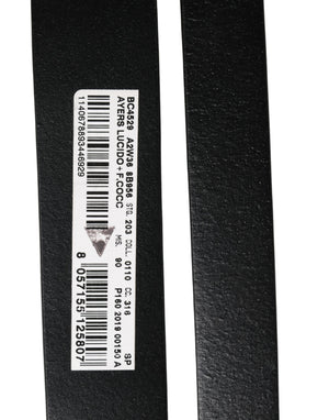 Men Black Exotic Leather Double Strap Belt