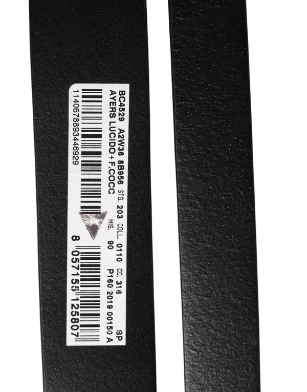 Men Black Exotic Leather Double Strap Belt