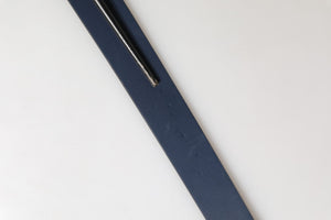 Blue Calf Leather Logo Metal Buckle Belt