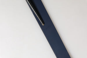 Blue Calfskin Leather Logo Metal Buckle Belt