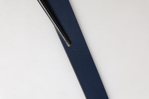 Men Blue Calf Leather Logo Metal Buckle Belt