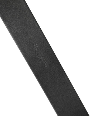 Men Black Leather DG Logo Metal Buckle Belt