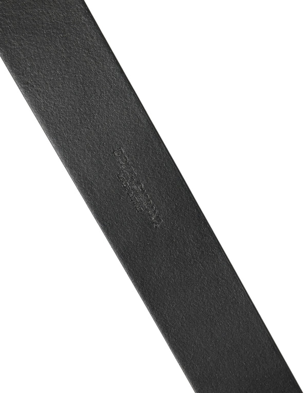 Men Black Leather DG Logo Metal Buckle Belt