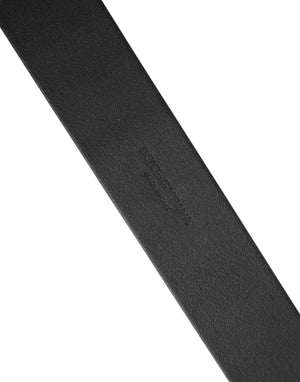 Men Black Classic Leather Metal Buckle Belt