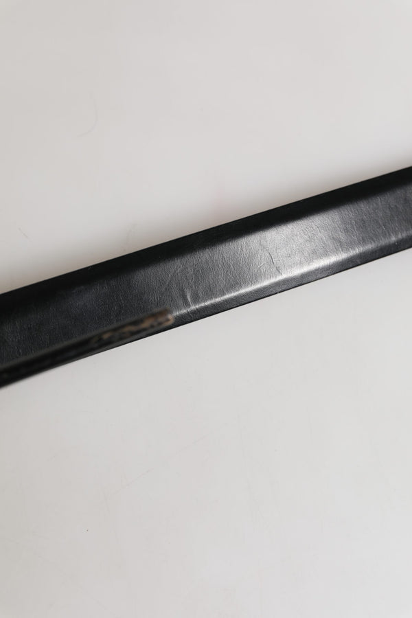 Men Black Leather Classic Metal Buckle Belt