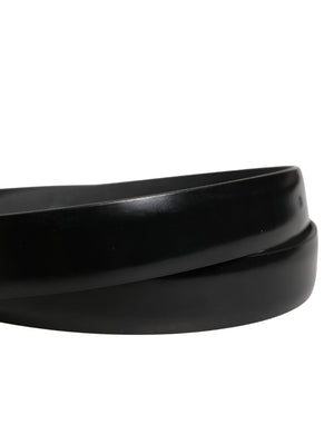 Men Black Leather Classic Metal Buckle Belt