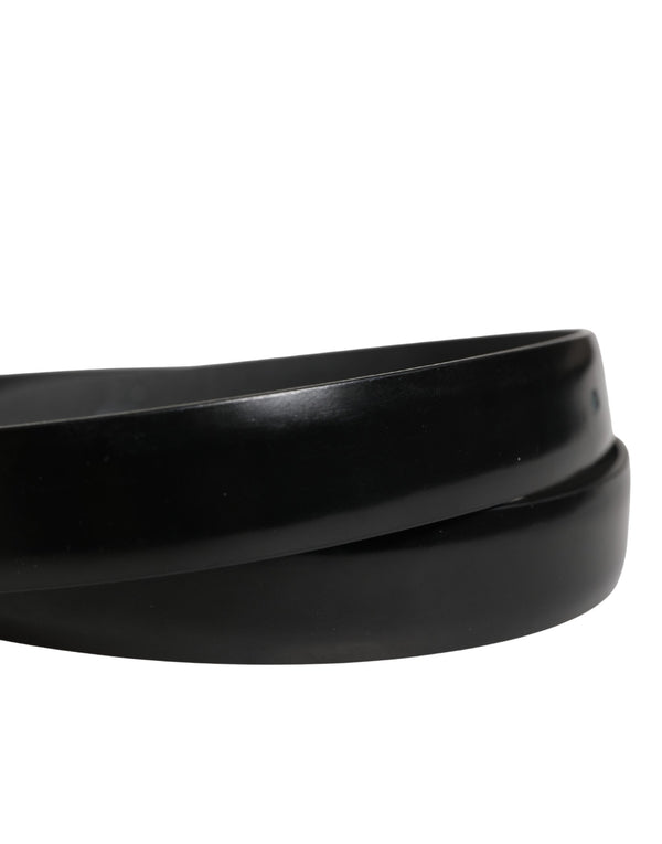 Men Black Leather Classic Metal Buckle Belt