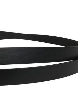 Men Black Leather Classic Metal Buckle Belt