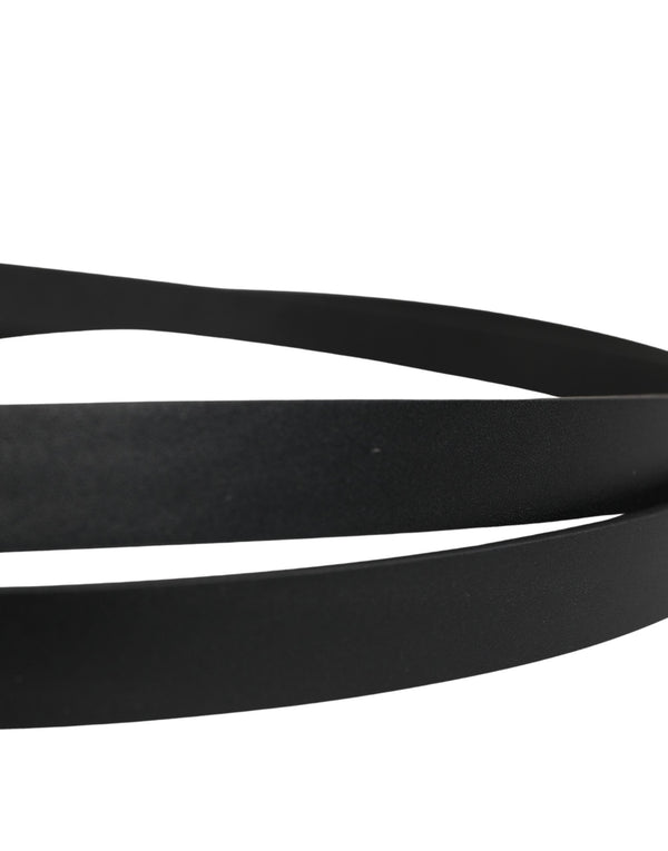 Men Black Leather Classic Metal Buckle Belt