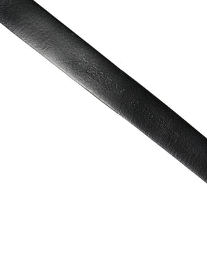 Men Black Calf Embellished Metal Buckle Belt