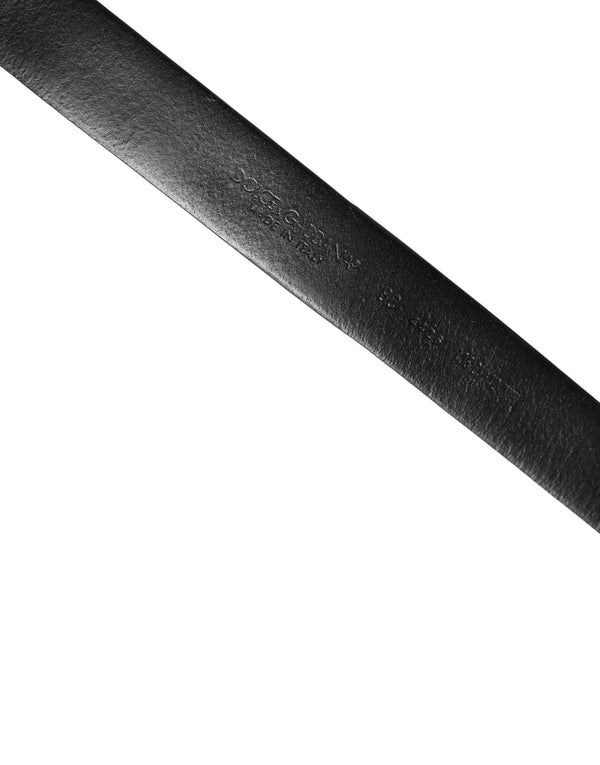 Men Black Calf Embellished Metal Buckle Belt