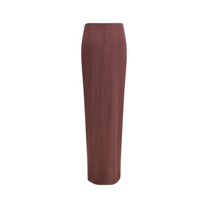 Brown Silk Midi Skirt