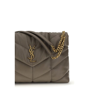 Gray Lamb Leather Shoulder Bag