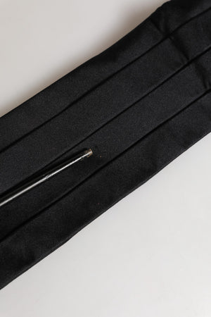 Black 100% Silk Women Wide Waist Cummerbund