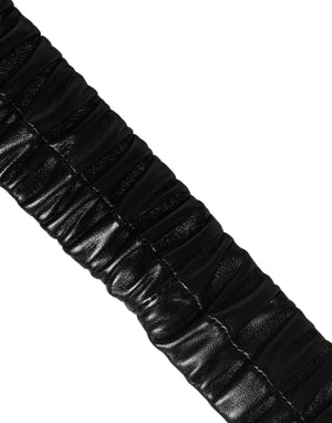 Black Leather Gold Heart Metal Buckle Belt