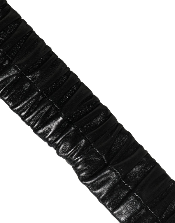 Black Leather Gold Heart Metal Buckle Belt