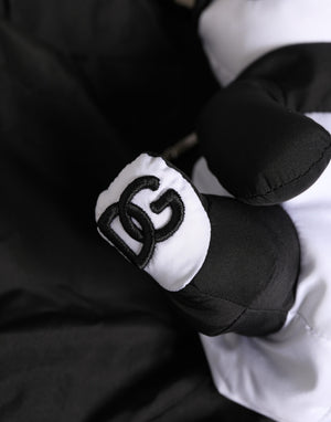 Men Black Polyester Panda Stuffed Ecobag Bag