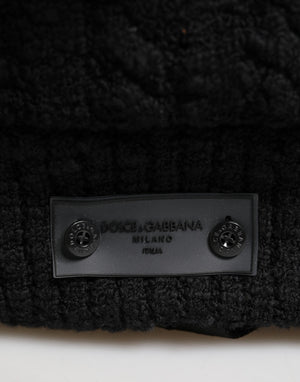 Black Tricot Wool Blend Duffel Backpack Travel Borse Bag
