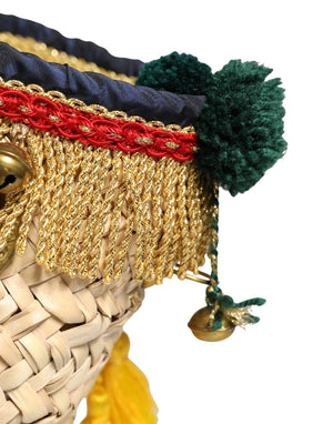 Multicolor Woven Straw Basket Embellished Sicily Bag